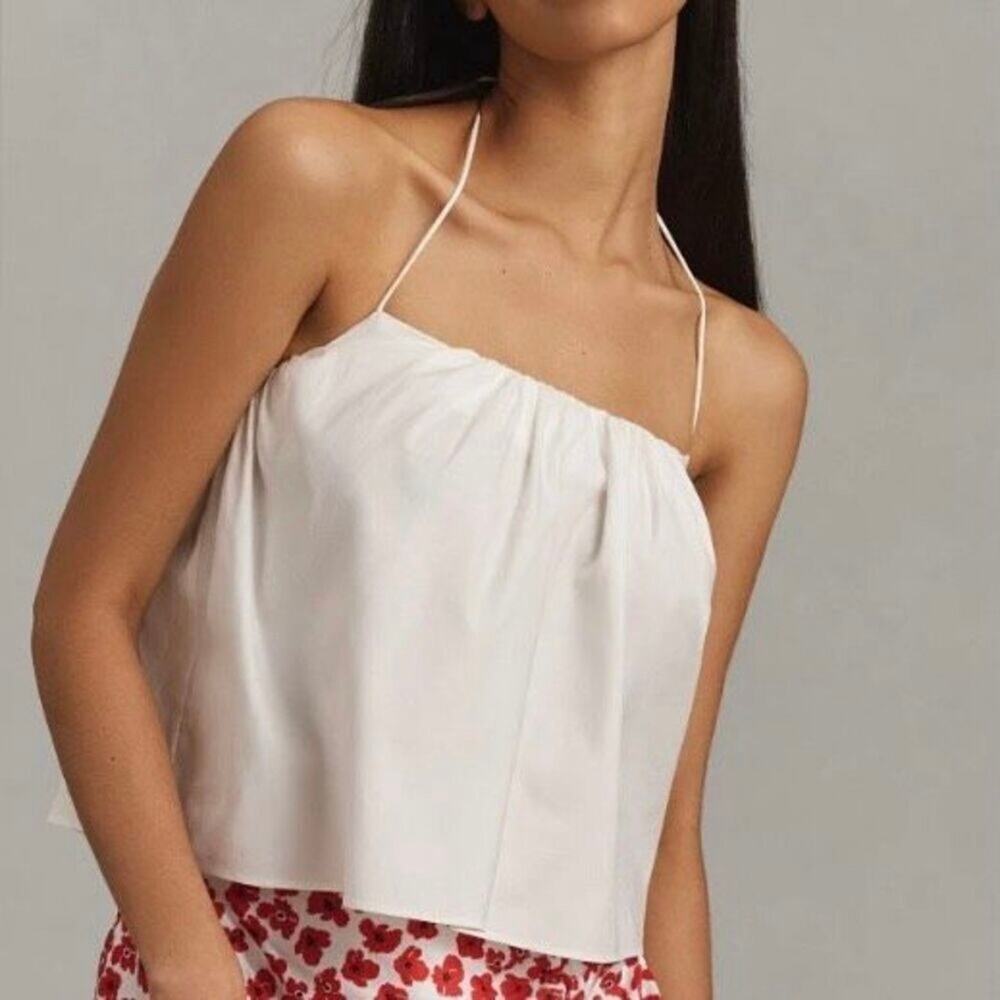 Reformation Addy white organic cotton relaxed halter top WOMENS SMALL